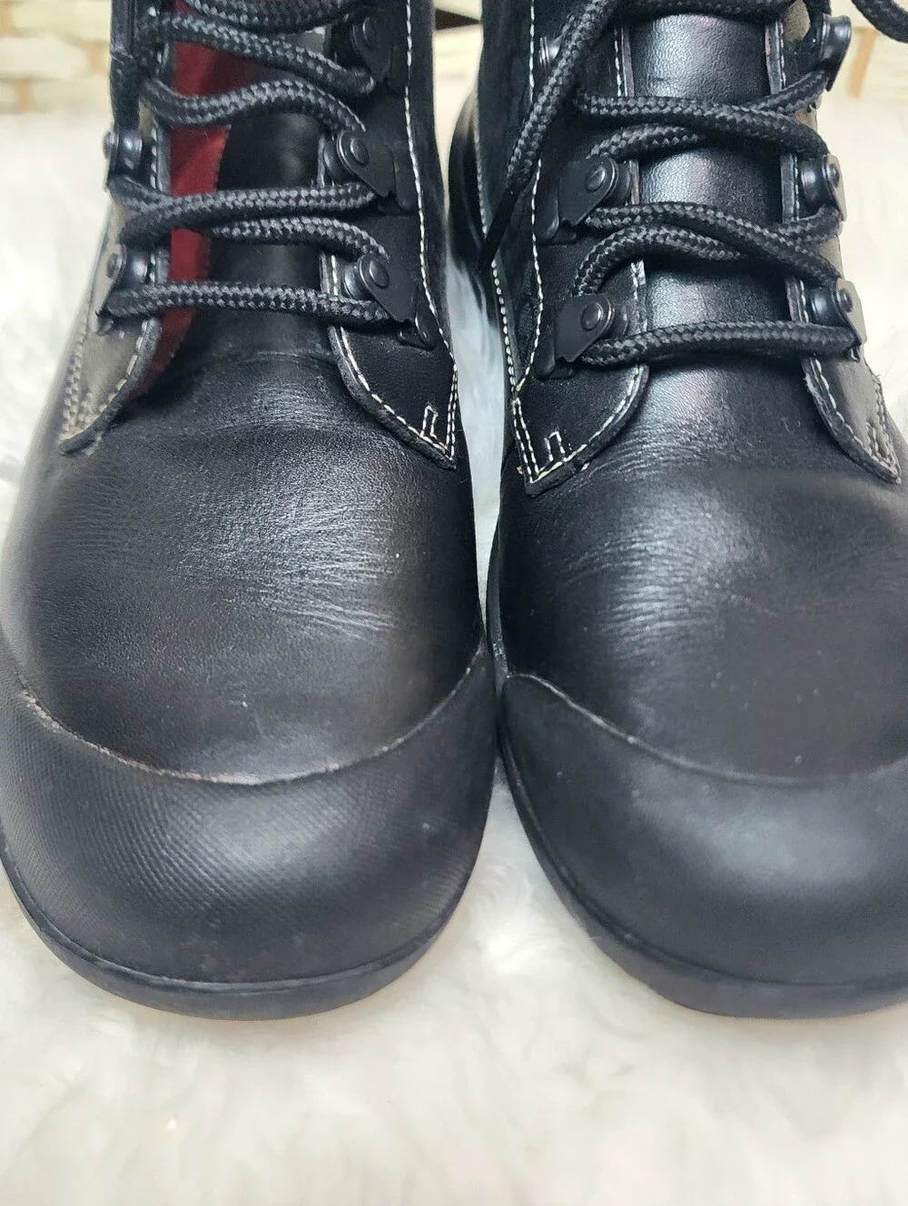 Coach Dyanne Black Oiled Leather Jacquard Logo Lace-up Booties Size 7.5 P488